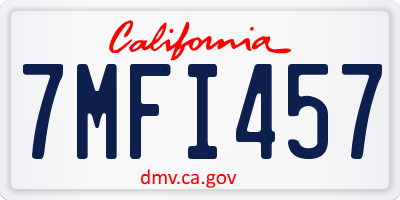 CA license plate 7MFI457