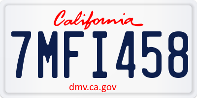 CA license plate 7MFI458