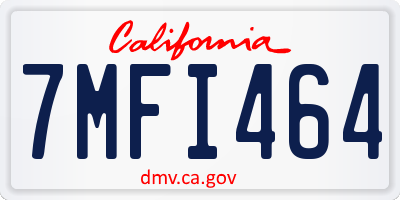 CA license plate 7MFI464