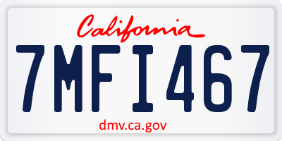 CA license plate 7MFI467