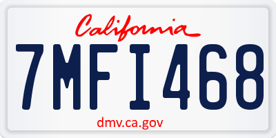 CA license plate 7MFI468