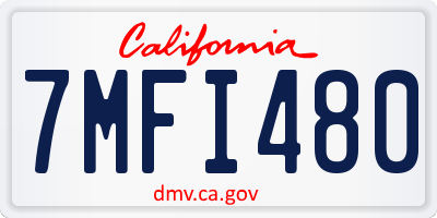 CA license plate 7MFI480