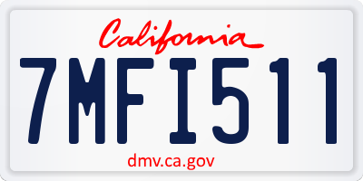 CA license plate 7MFI511