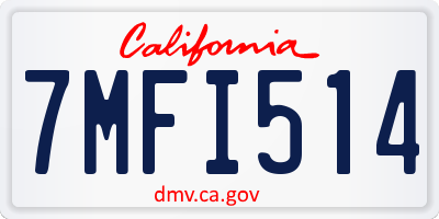 CA license plate 7MFI514