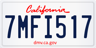 CA license plate 7MFI517