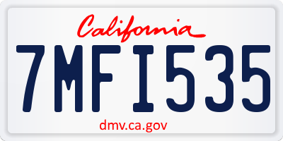CA license plate 7MFI535