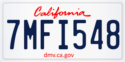 CA license plate 7MFI548