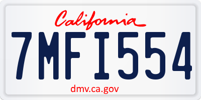CA license plate 7MFI554