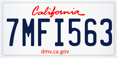 CA license plate 7MFI563