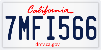 CA license plate 7MFI566