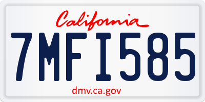 CA license plate 7MFI585