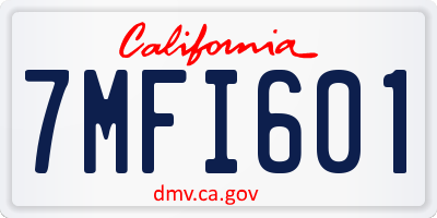 CA license plate 7MFI601