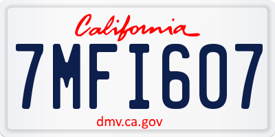 CA license plate 7MFI607