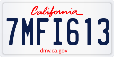 CA license plate 7MFI613
