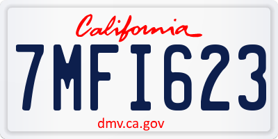 CA license plate 7MFI623