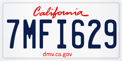 CA license plate 7MFI629