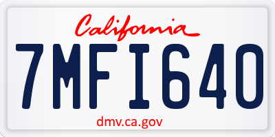CA license plate 7MFI640