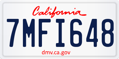 CA license plate 7MFI648