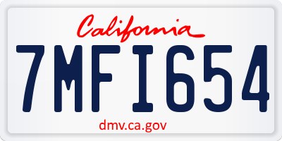 CA license plate 7MFI654