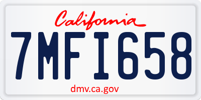 CA license plate 7MFI658