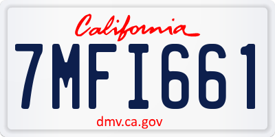 CA license plate 7MFI661