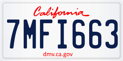 CA license plate 7MFI663