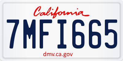 CA license plate 7MFI665