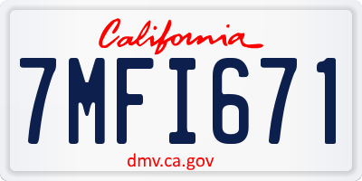 CA license plate 7MFI671