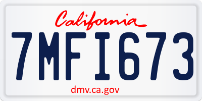 CA license plate 7MFI673