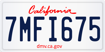 CA license plate 7MFI675