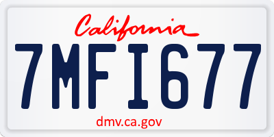CA license plate 7MFI677