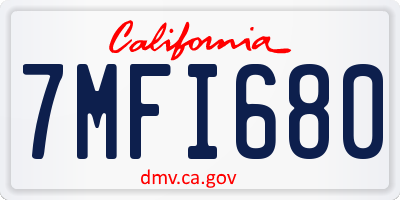 CA license plate 7MFI680