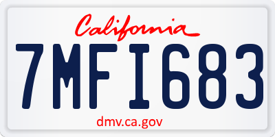 CA license plate 7MFI683
