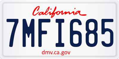 CA license plate 7MFI685