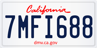 CA license plate 7MFI688