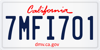 CA license plate 7MFI701