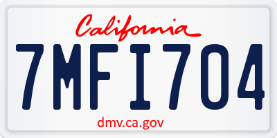CA license plate 7MFI704