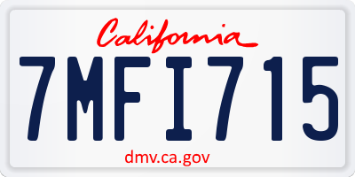 CA license plate 7MFI715