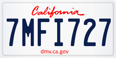 CA license plate 7MFI727