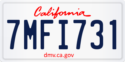 CA license plate 7MFI731