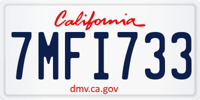 CA license plate 7MFI733