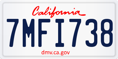 CA license plate 7MFI738