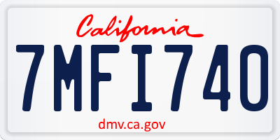 CA license plate 7MFI740