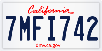CA license plate 7MFI742