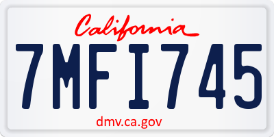 CA license plate 7MFI745