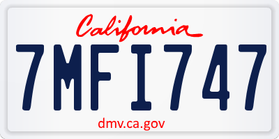 CA license plate 7MFI747