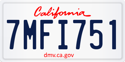 CA license plate 7MFI751