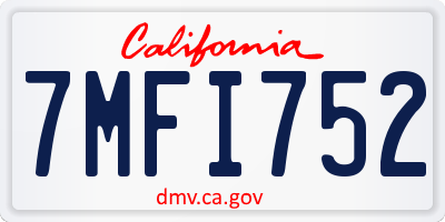 CA license plate 7MFI752