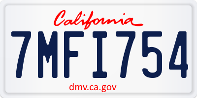 CA license plate 7MFI754