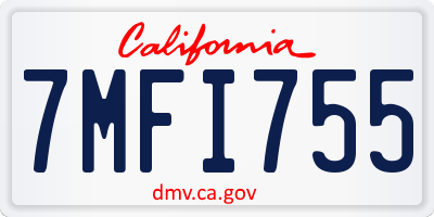 CA license plate 7MFI755